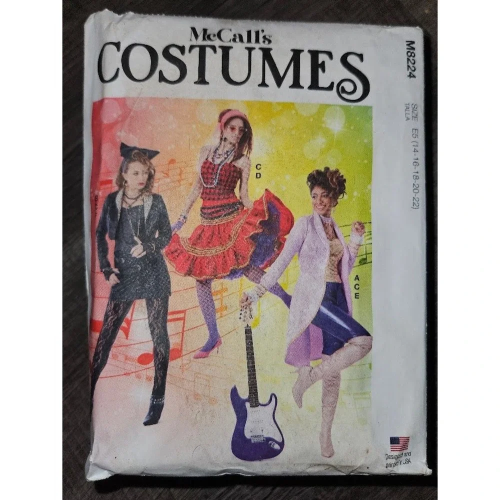 McCalls M8224 Misses Costume Sewing Pattern Coat Jacket Top Skirt Leggings Uncut